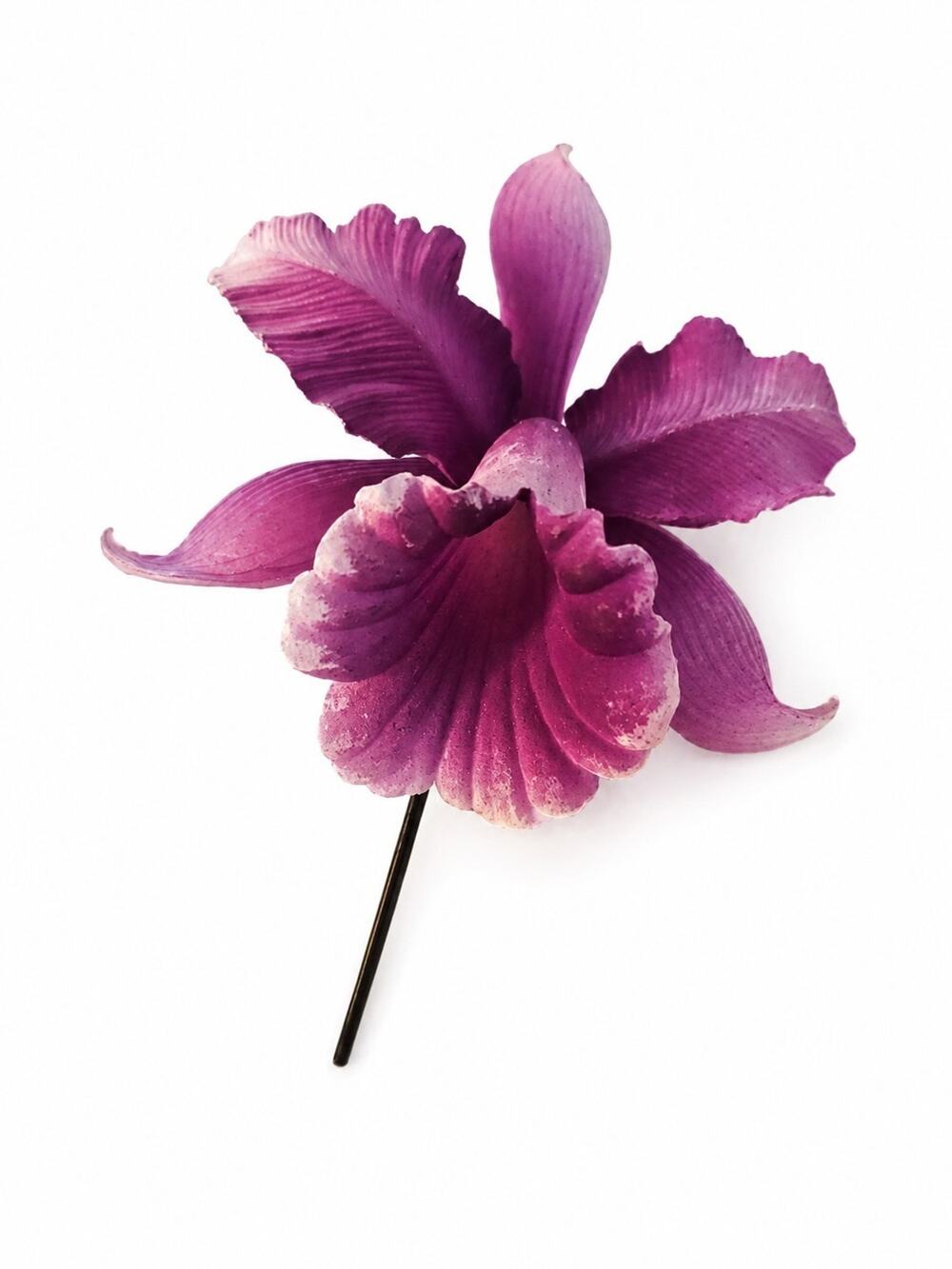 Rare Vintage Germany Hand Painted Porcelain Orchid Flower Hair Pin
